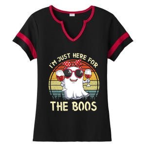 Halloween Costumes Im Just Here For The Boos Beer Cute Gift Ladies Halftime Notch Neck Tee