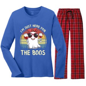 Halloween Costumes Im Just Here For The Boos Beer Cute Gift Women's Long Sleeve Flannel Pajama Set 