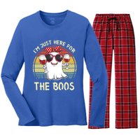 Halloween Costumes Im Just Here For The Boos Beer Cute Gift Women's Long Sleeve Flannel Pajama Set 