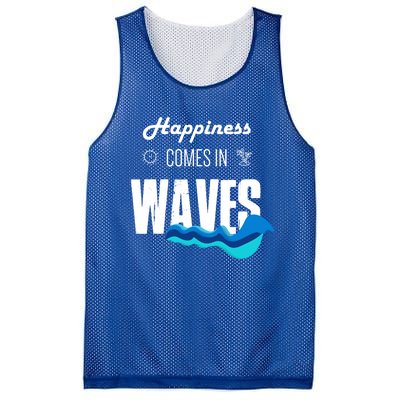 Happiness Comes In Waves Funny Surfer Swimmer Beach Funny Gift Mesh Reversible Basketball Jersey Tank