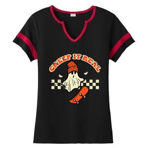 Halloween Creep It Real Ghost Skater Costume Ladies Halftime Notch Neck Tee