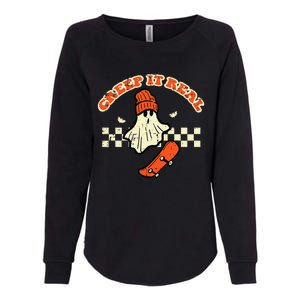 Halloween Creep It Real Ghost Skater Costume Womens California Wash Sweatshirt