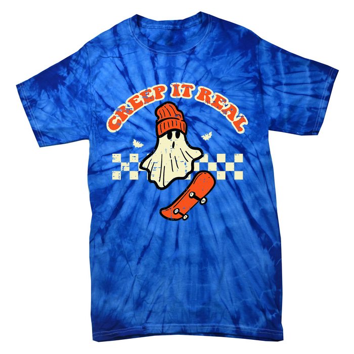 Halloween Creep It Real Ghost Skater Costume Tie-Dye T-Shirt