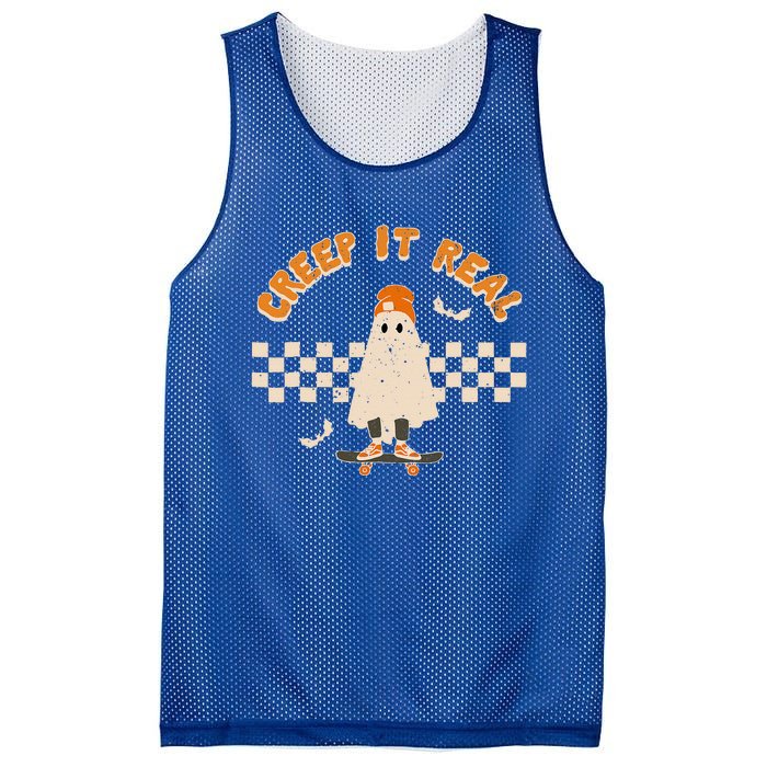 Halloween Creep It Real Vintage Ghost Halloween Mesh Reversible Basketball Jersey Tank