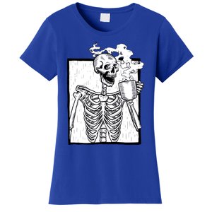 Halloween Coffee Ing Skeleton Skull Cool Gift Women's T-Shirt