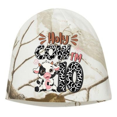 Holy Cow I'm 10 Birthday 10th Cow Farm Animals Bday Kati - Camo Knit Beanie