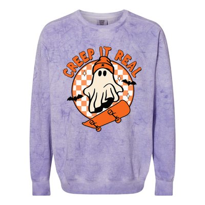 Halloween Creep It Real Ghost Boy Fall Season Colorblast Crewneck Sweatshirt