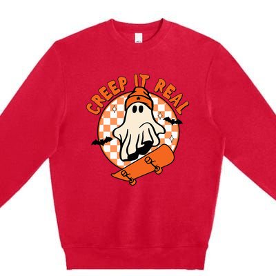 Halloween Creep It Real Ghost Boy Fall Season Premium Crewneck Sweatshirt