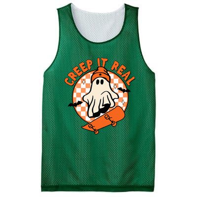 Halloween Creep It Real Ghost Boy Fall Season Mesh Reversible Basketball Jersey Tank