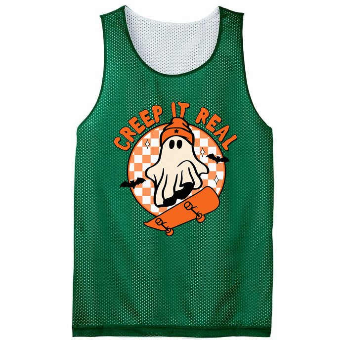 Halloween Creep It Real Ghost Boy Fall Season Mesh Reversible Basketball Jersey Tank