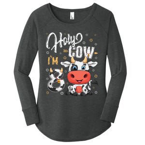 Holy Cow I'm Eight 8 Year Old Cows Farm Theme 8th Birthday Women's Perfect Tri Tunic Long Sleeve Shirt