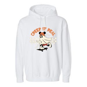 Halloween Creep It Real Ghost Halloween Spooky Garment-Dyed Fleece Hoodie