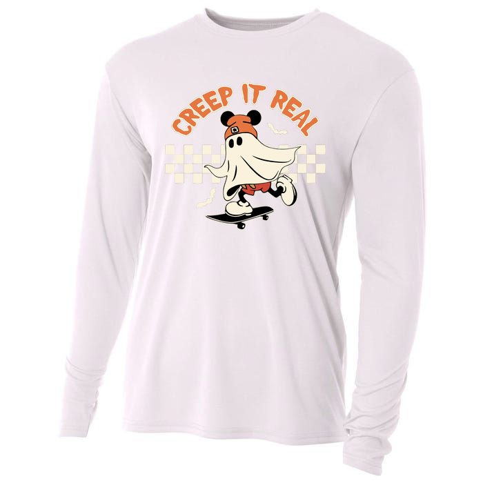 Halloween Creep It Real Ghost Halloween Spooky Cooling Performance Long Sleeve Crew