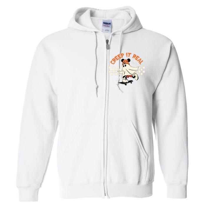 Halloween Creep It Real Ghost Halloween Spooky Full Zip Hoodie