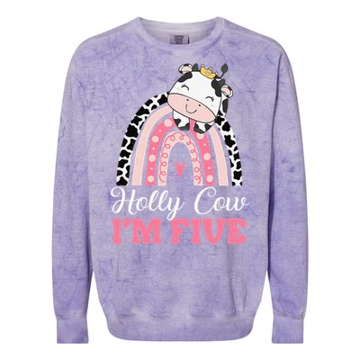 Holy Cow Im Five Birthday Outfit 5th Bday Colorblast Crewneck Sweatshirt