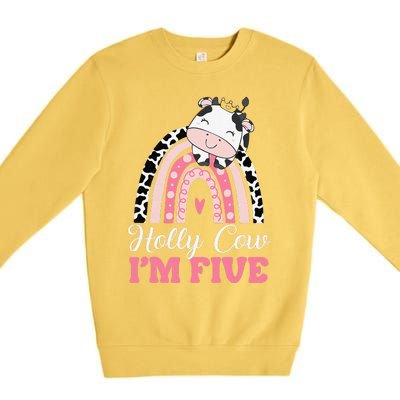 Holy Cow Im Five Birthday Outfit 5th Bday Premium Crewneck Sweatshirt