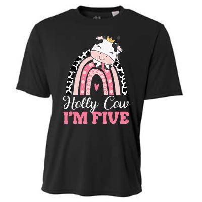 Holy Cow Im Five Birthday Outfit 5th Bday Cooling Performance Crew T-Shirt