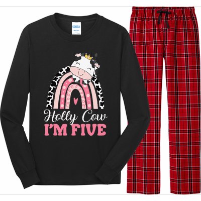 Holy Cow Im Five Birthday Outfit 5th Bday Long Sleeve Pajama Set