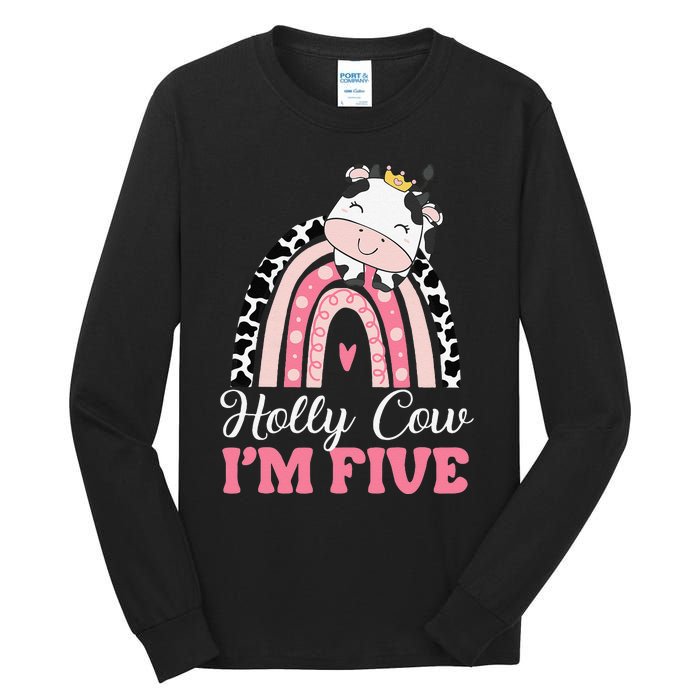 Holy Cow Im Five Birthday Outfit 5th Bday Tall Long Sleeve T-Shirt