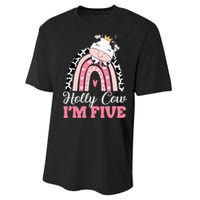 Holy Cow Im Five Birthday Outfit 5th Bday Performance Sprint T-Shirt