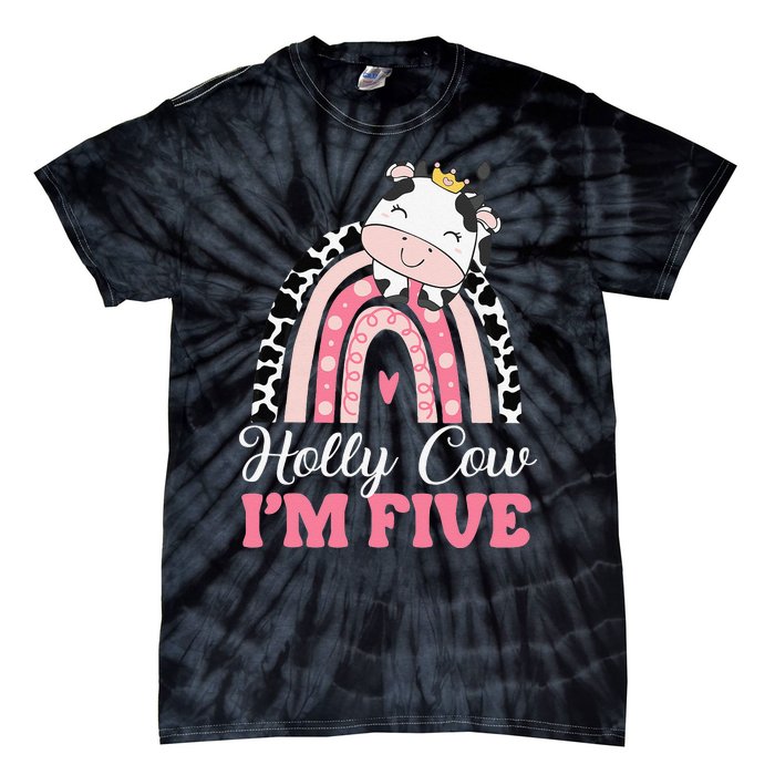 Holy Cow Im Five Birthday Outfit 5th Bday Tie-Dye T-Shirt