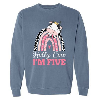 Holy Cow Im Five Birthday Outfit 5th Bday Garment-Dyed Sweatshirt