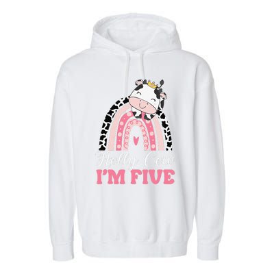 Holy Cow Im Five Birthday Outfit 5th Bday Garment-Dyed Fleece Hoodie