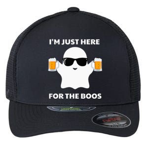 Halloween Costumes Im Just Here For The Boos Beer Flexfit Unipanel Trucker Cap