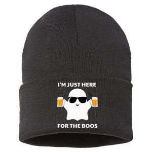 Halloween Costumes Im Just Here For The Boos Beer Sustainable Knit Beanie