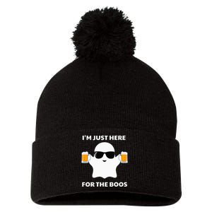 Halloween Costumes Im Just Here For The Boos Beer Pom Pom 12in Knit Beanie