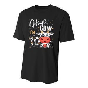 Holy Cow I'm Ten 10 Year Old Cows Farm Theme 10th Birthday Youth Performance Sprint T-Shirt