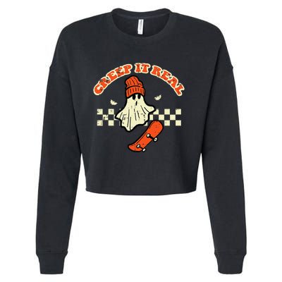 Halloween Creep It Real Ghost Skater Costume Cropped Pullover Crew