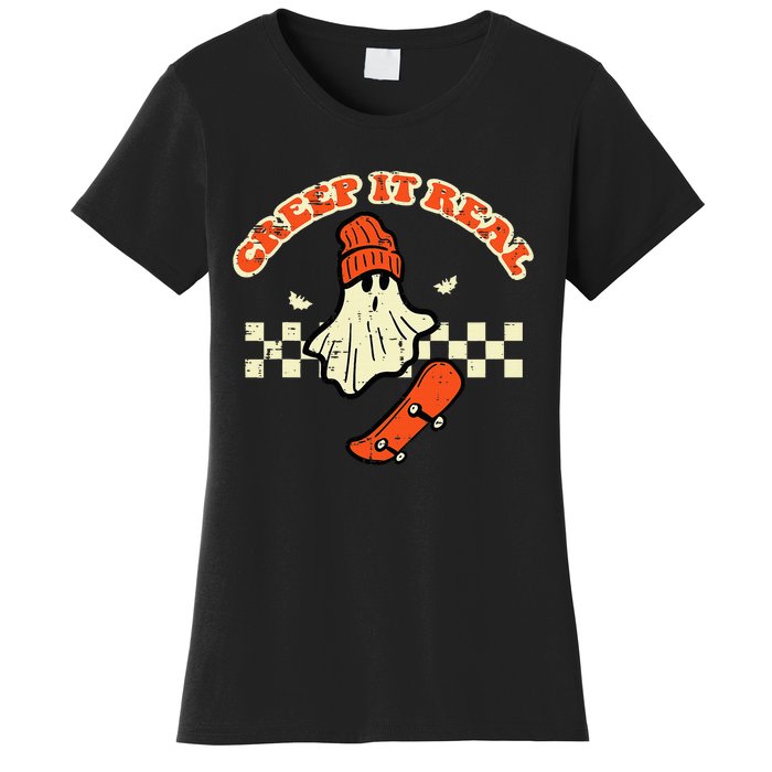 Halloween Creep It Real Ghost Skater Costume Women's T-Shirt