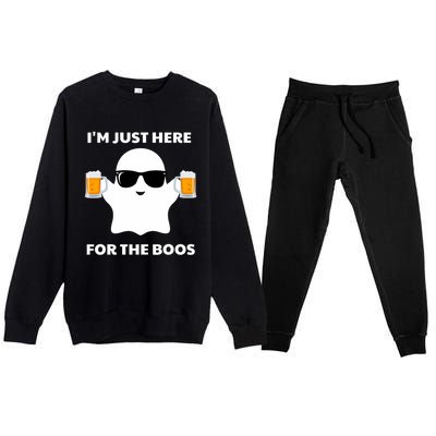 Halloween Costumes IM Just Here For The Boos Beer Premium Crewneck Sweatsuit Set