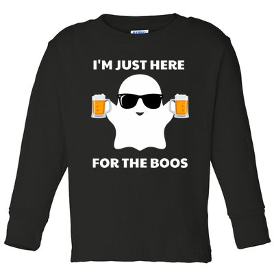 Halloween Costumes IM Just Here For The Boos Beer Toddler Long Sleeve Shirt