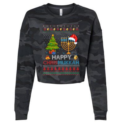 Happy Chrismukkah Jewish Hanukkah Chanukah Ugly Christmas Cropped Pullover Crew