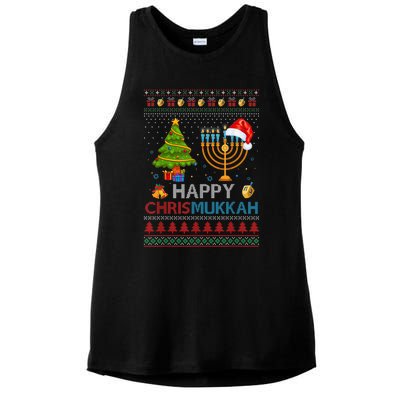 Happy Chrismukkah Jewish Hanukkah Chanukah Ugly Christmas Ladies PosiCharge Tri-Blend Wicking Tank