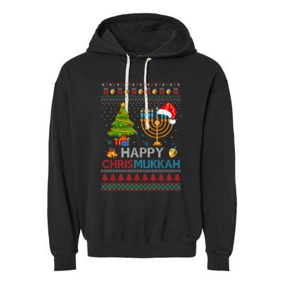 Happy Chrismukkah Jewish Hanukkah Chanukah Ugly Christmas Garment-Dyed Fleece Hoodie