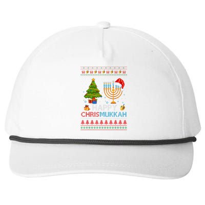 Happy Chrismukkah Jewish Hanukkah Chanukah Ugly Christmas Snapback Five-Panel Rope Hat