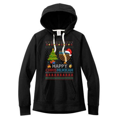 Happy Chrismukkah Jewish Hanukkah Chanukah Ugly Christmas Women's Fleece Hoodie