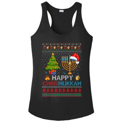 Happy Chrismukkah Jewish Hanukkah Chanukah Ugly Christmas Ladies PosiCharge Competitor Racerback Tank