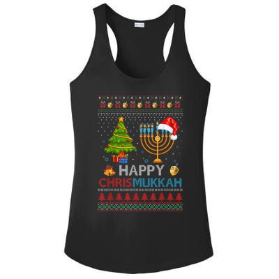 Happy Chrismukkah Jewish Hanukkah Chanukah Ugly Christmas Ladies PosiCharge Competitor Racerback Tank