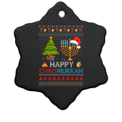 Happy Chrismukkah Jewish Hanukkah Chanukah Ugly Christmas Ceramic Star Ornament