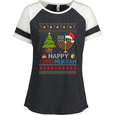 Happy Chrismukkah Jewish Hanukkah Chanukah Ugly Christmas Enza Ladies Jersey Colorblock Tee