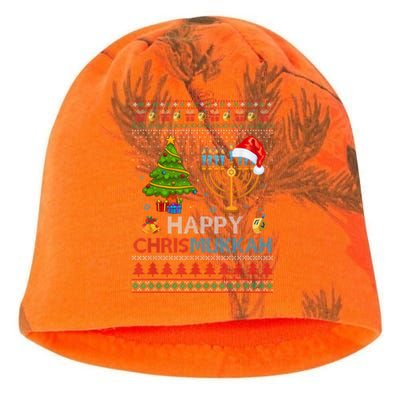 Happy Chrismukkah Jewish Hanukkah Chanukah Ugly Christmas Kati - Camo Knit Beanie