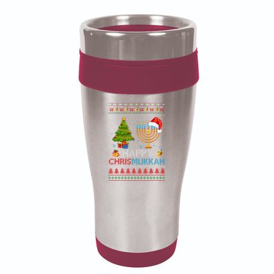 Happy Chrismukkah Jewish Hanukkah Chanukah Ugly Christmas 16oz Travel Tumbler
