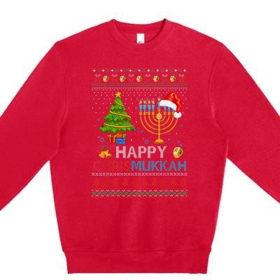 Happy Chrismukkah Jewish Hanukkah Chanukah Ugly Christmas Premium Crewneck Sweatshirt