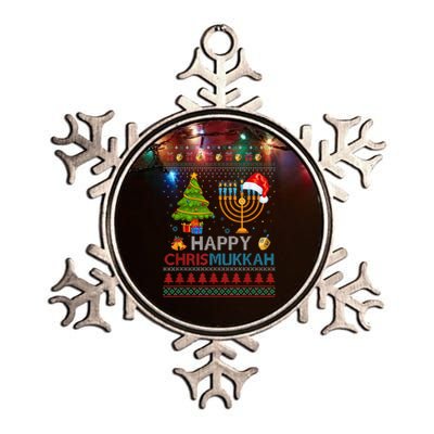 Happy Chrismukkah Jewish Hanukkah Chanukah Ugly Christmas Metallic Star Ornament