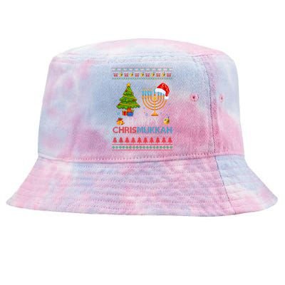 Happy Chrismukkah Jewish Hanukkah Chanukah Ugly Christmas Tie-Dyed Bucket Hat