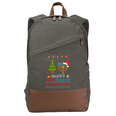 Happy Chrismukkah Jewish Hanukkah Chanukah Ugly Christmas Cotton Canvas Backpack